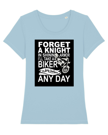 Biker in dirty leathers Sky Blue