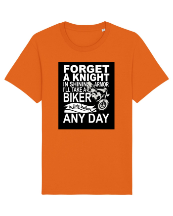 Biker in dirty leathers Bright Orange