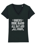Biker Quote Tricou mânecă scurtă guler V Damă Evoker