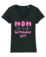 Mom of the birthday girl Pink Tricou mânecă scurtă guler V Damă Evoker
