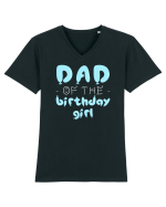 Mom of the birthday girl Blue Tricou mânecă scurtă guler V Bărbat Presenter