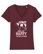 Cows make me happy Tricou mânecă scurtă guler V Damă Evoker