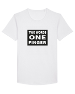 Two Words One Finger Tricou mânecă scurtă guler larg Bărbat Skater