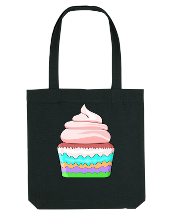 Delicious colored pink cupcake Black