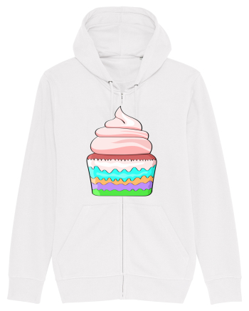 Delicious colored pink cupcake White