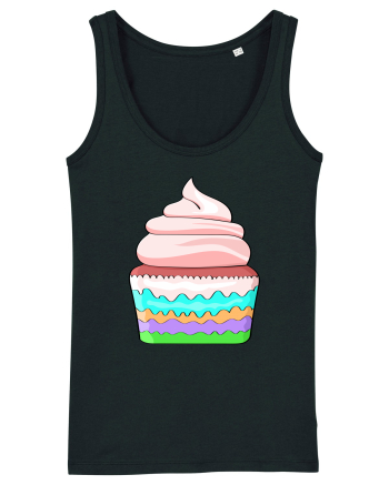 Delicious colored pink cupcake Black