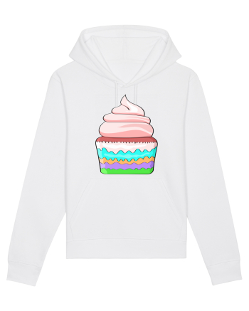 Delicious colored pink cupcake White