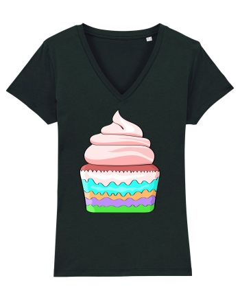 Delicious colored pink cupcake Black