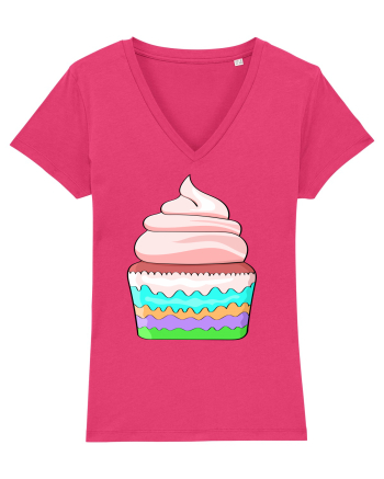 Delicious colored pink cupcake Raspberry