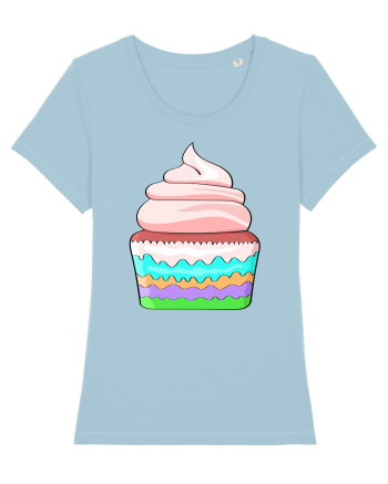 Delicious colored pink cupcake Sky Blue