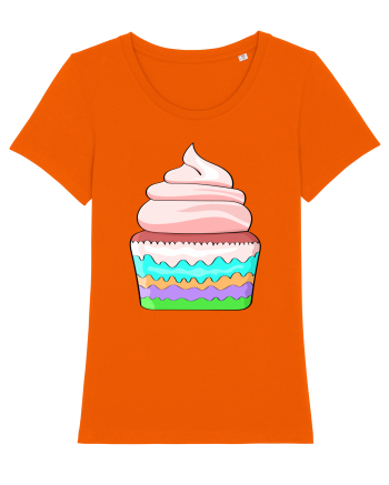 Delicious colored pink cupcake Bright Orange