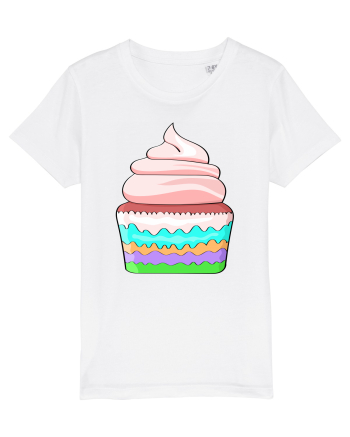 Delicious colored pink cupcake White