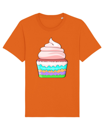 Delicious colored pink cupcake Bright Orange