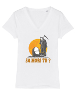 cu desene de Halloween - Sa mori tu ? Tricou mânecă scurtă guler V Damă Evoker