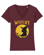 cu desene de Halloween - Witchy Tricou mânecă scurtă guler V Damă Evoker