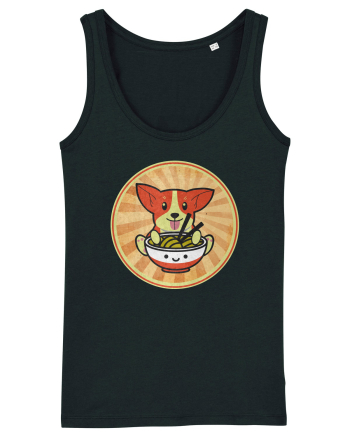 Corgi Eating Ramen Black