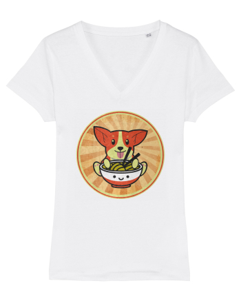 Corgi Eating Ramen White