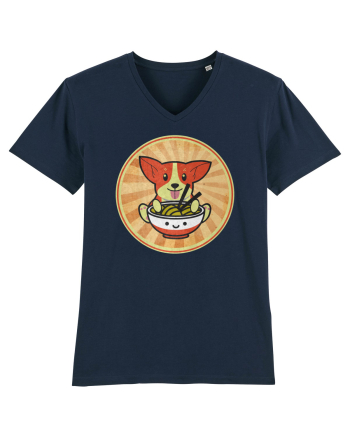 Corgi Eating Ramen French Navy