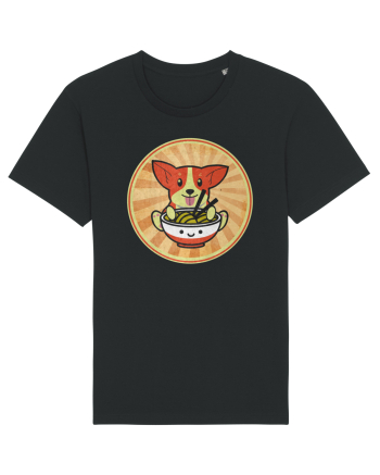 Corgi Eating Ramen Black
