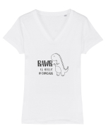 Rawr Is Hello In Dinosaur Tricou mânecă scurtă guler V Damă Evoker