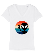 Retro Alien Tricou mânecă scurtă guler V Damă Evoker