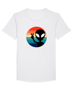 Retro Alien Tricou mânecă scurtă guler larg Bărbat Skater