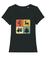 Retro Christmas Tricou mânecă scurtă guler larg fitted Damă Expresser