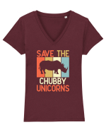Save the Chubby Unicorns Tricou mânecă scurtă guler V Damă Evoker