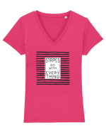 Stripes Go With Everything Tricou mânecă scurtă guler V Damă Evoker