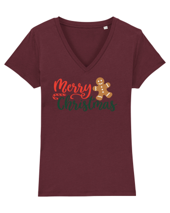 Merry Christmas Gingerbread Burgundy