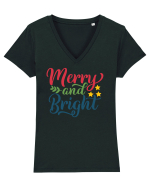 Merry and Bright Tricou mânecă scurtă guler V Damă Evoker