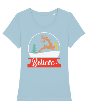 Believe Reindeer Sky Blue