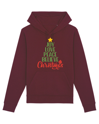 Joy Love Peace Christmas Burgundy