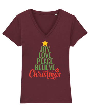 Joy Love Peace Christmas Burgundy