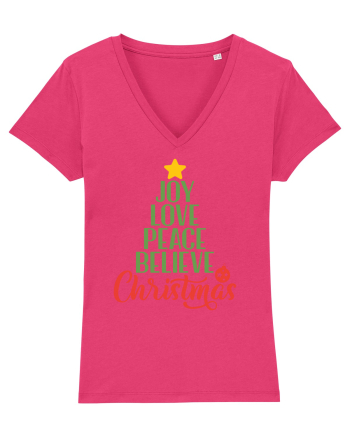 Joy Love Peace Christmas Raspberry