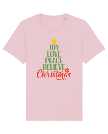 Joy Love Peace Christmas Cotton Pink