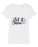 Let it Snow Xmas Tricou mânecă scurtă guler V Damă Evoker