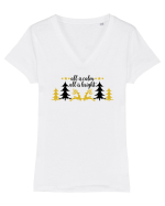 All is Bright Xmas Tricou mânecă scurtă guler V Damă Evoker