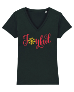Joyful Xmas Red Tricou mânecă scurtă guler V Damă Evoker