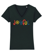 Joyful Xmas Yellow Tricou mânecă scurtă guler V Damă Evoker