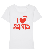 I love Santa Tricou mânecă scurtă guler larg fitted Damă Expresser