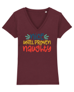 Nice Until Proven Naughty Tricou mânecă scurtă guler V Damă Evoker