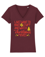 Bake Stuff and Watch Xmas Tricou mânecă scurtă guler V Damă Evoker