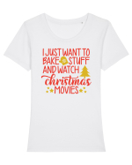 Bake Stuff and Watch Xmas Tricou mânecă scurtă guler larg fitted Damă Expresser