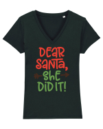 Dear Santa She did it Tricou mânecă scurtă guler V Damă Evoker