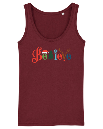 Believe Xmas Tree Burgundy