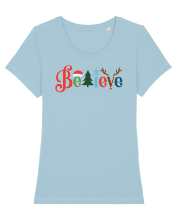 Believe Xmas Tree Sky Blue