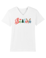 Believe Xmas Tree Tricou mânecă scurtă guler V Bărbat Presenter