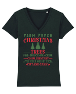 Farm Fresh Xmas Trees Tricou mânecă scurtă guler V Damă Evoker