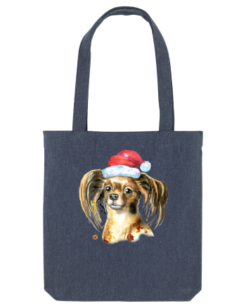 Cute Dog Santa Hat Midnight Blue